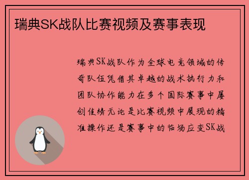 瑞典SK战队比赛视频及赛事表现